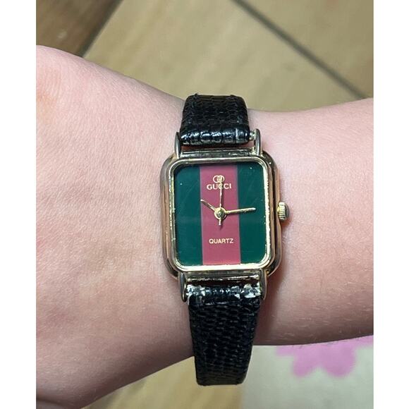 Vintage GUCCI Women's Quarts Sherry Line Wrist Watch. Black Leather. - Picture 1 of 11